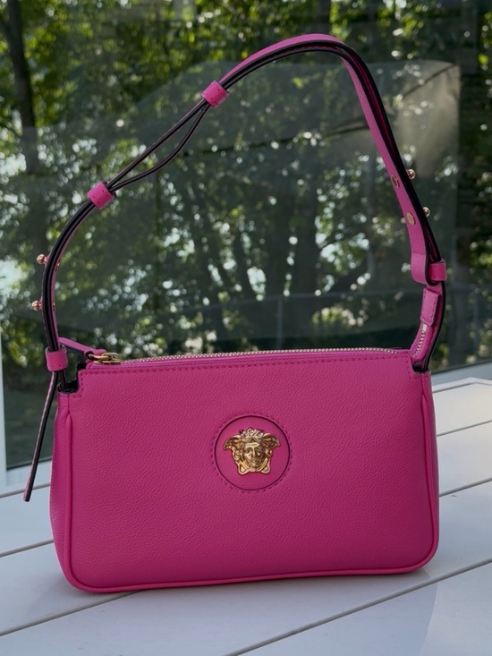 Versace Handbags - Versace La Medusa Vitello Shoulder Bag Hot Pink Gold Like New